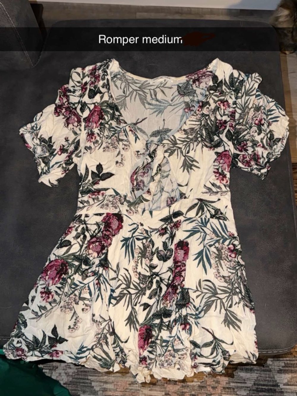 Floral White and Pink Short Sleeve Romper